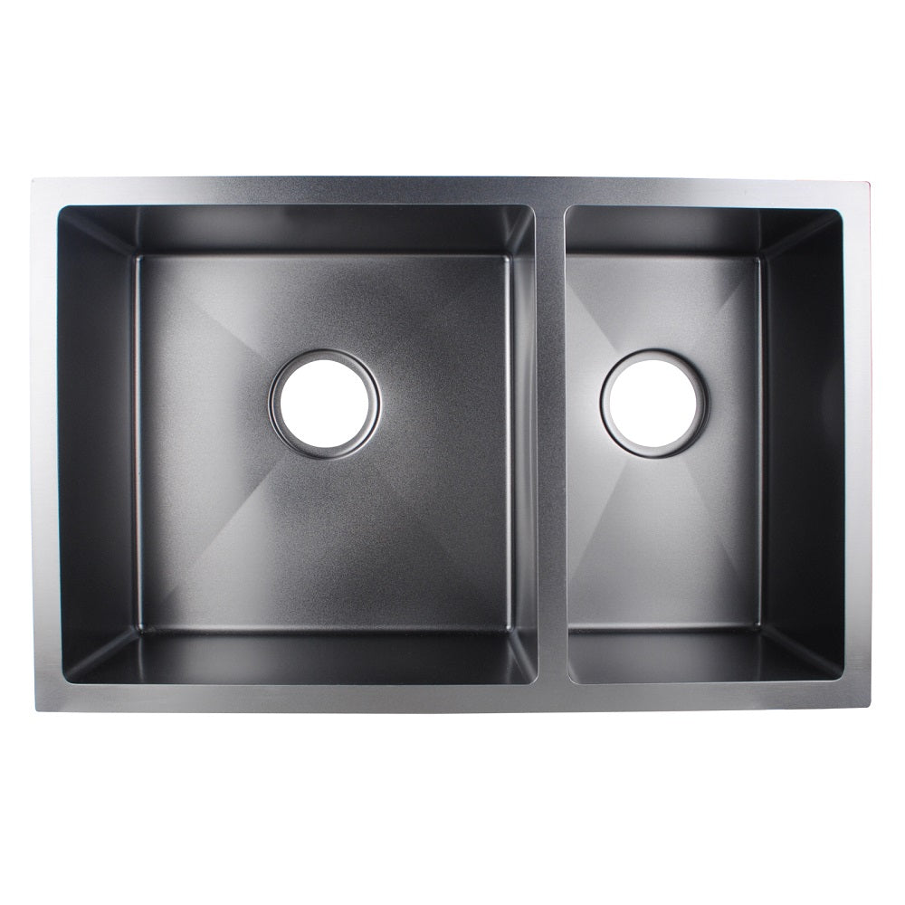 710x450x205mm Dark Grey Stainless Steel 1 & 1/2 Bowl Kitchen Sink - MTO Marbles & Tiles Outlet