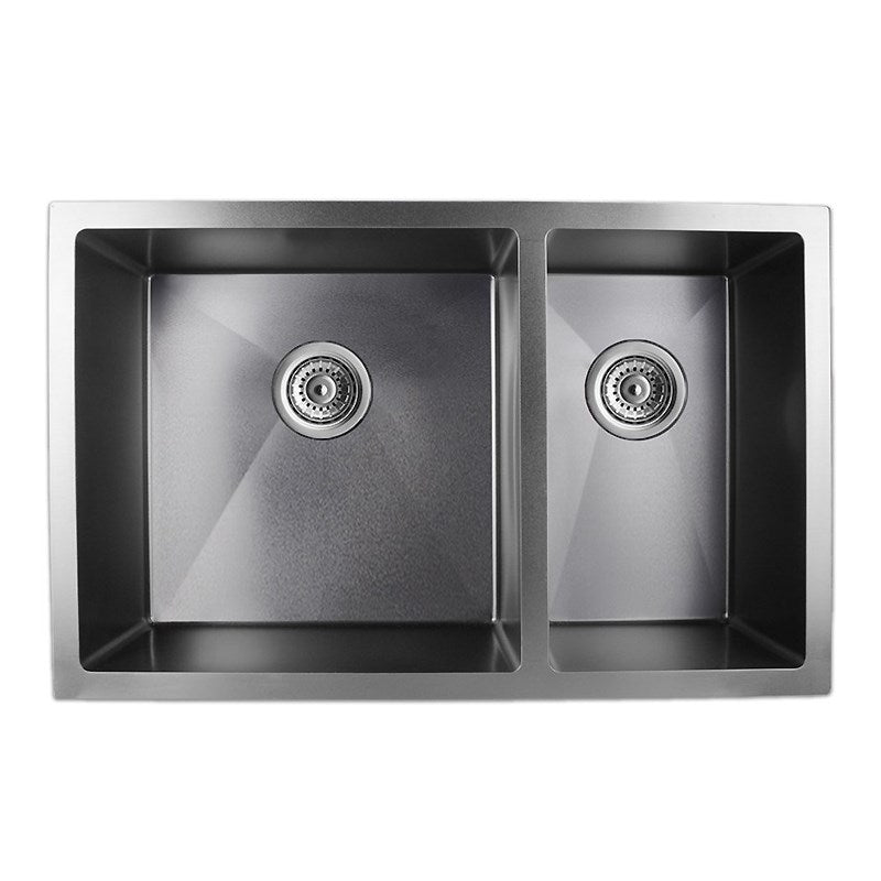 710x450x205mm Dark Grey Stainless Steel 1 & 1/2 Bowl Kitchen Sink - MTO Marbles & Tiles Outlet