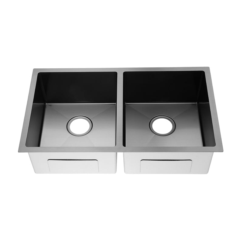 770x450x215mm Gun Metal Grey Stainless Steel Double Bowl Kitchen Sink - MTO Marbles & Tiles Outlet