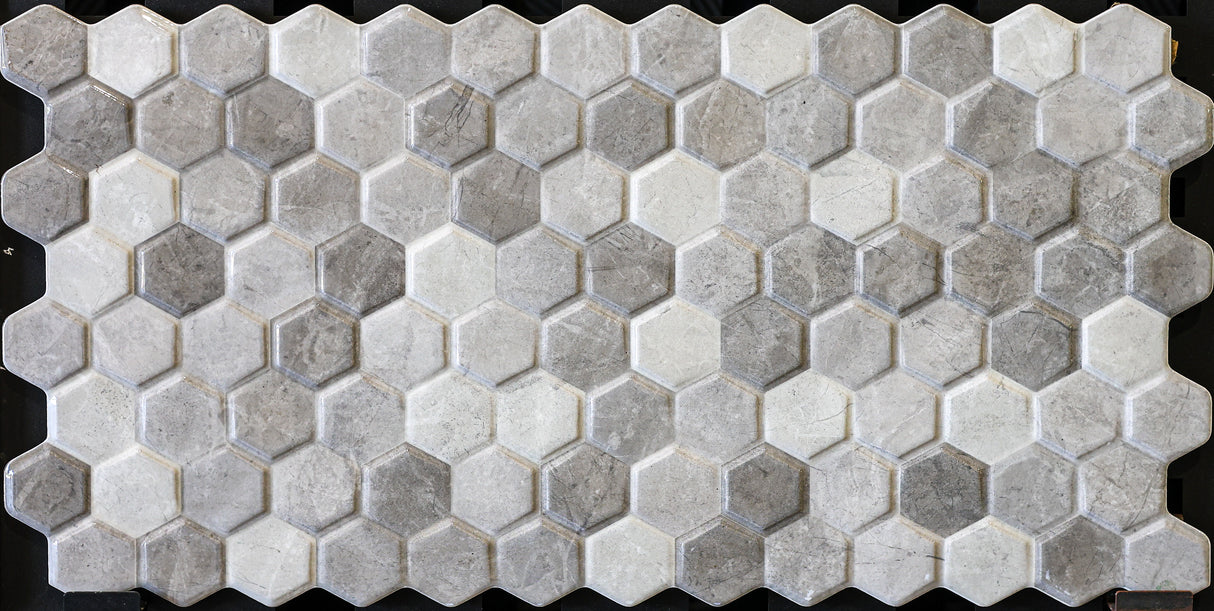 OROBICO GREY 3D-HEX DECOR POLISHED - MTO Marbles & Tiles Outlet