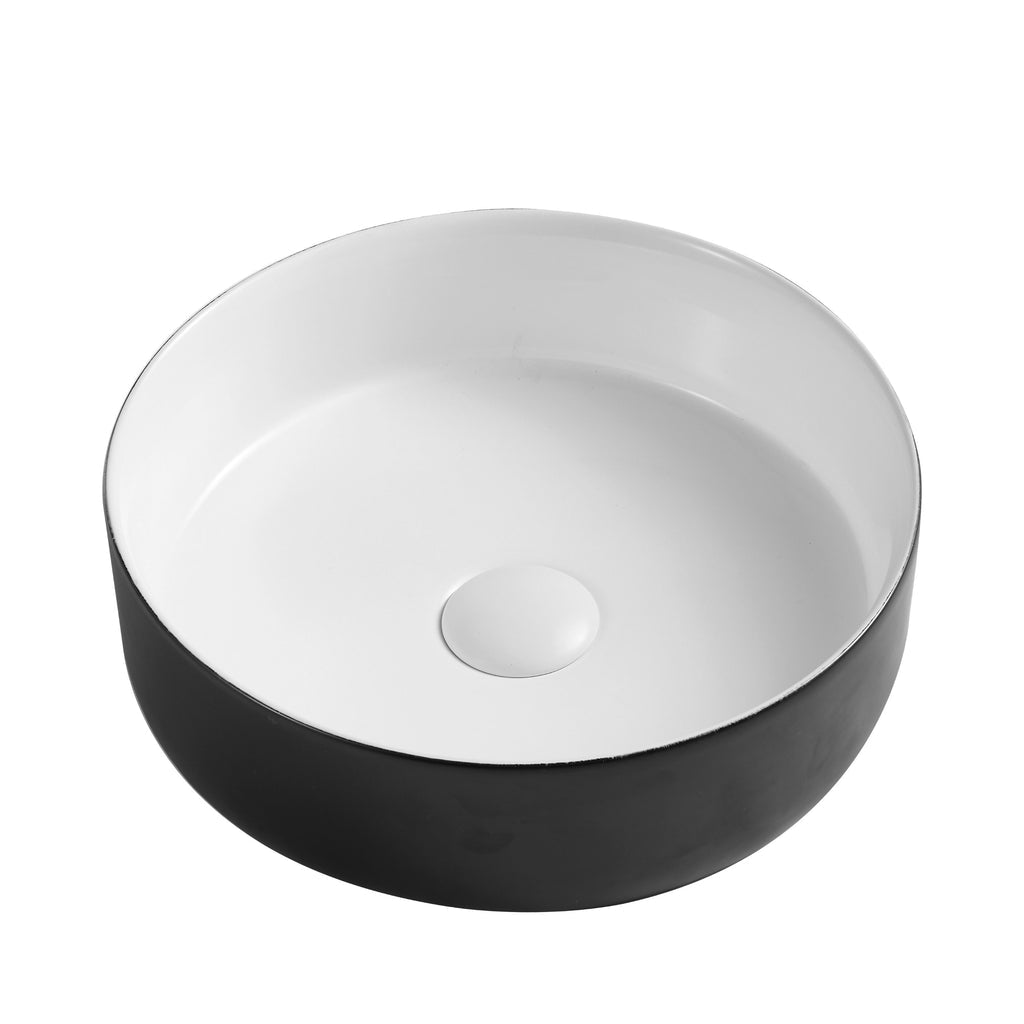 Sasso 34 Counter-top Round Basin - Black & White - MTO Marbles & Tiles Outlet