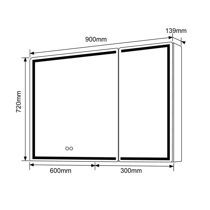 1200x720x139mm LED Shaving Cabinet - MTO Marbles & Tiles Outlet