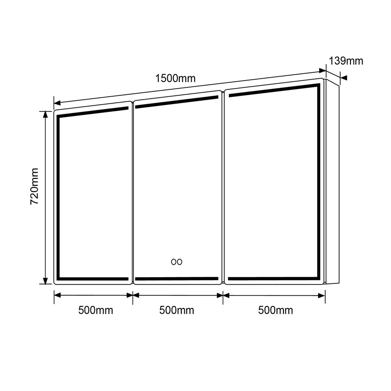 1500x720x139mm LED Shaving Cabinet - MTO Marbles & Tiles Outlet