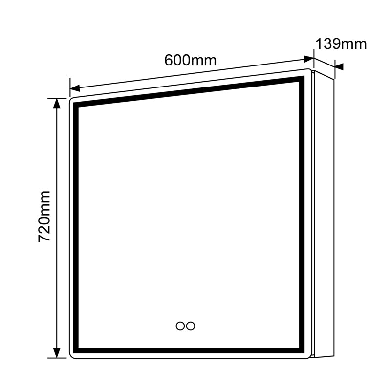 600x720x139mm LED Shaving Cabinet - MTO Marbles & Tiles Outlet