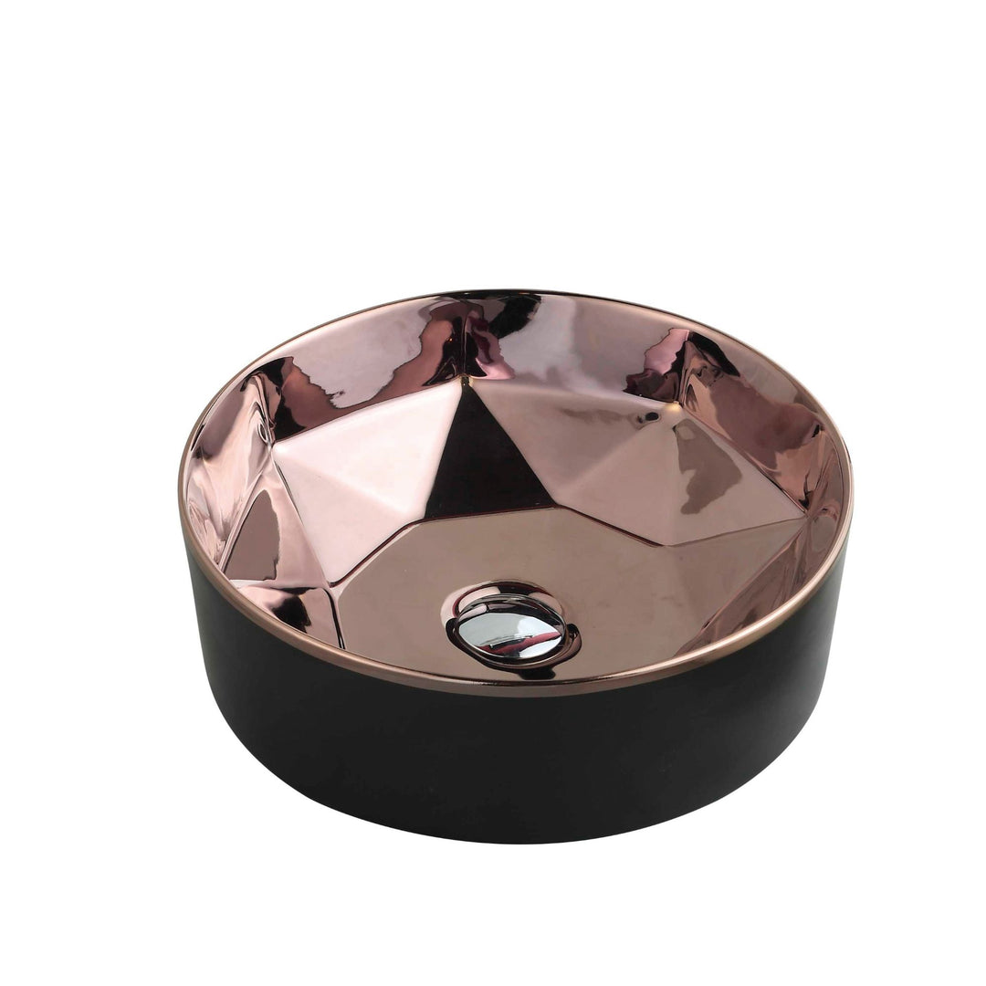 Trier 53 Counter-Top Round Basin - Art Rose Gold with Matt Black - MTO Marbles & Tiles Outlet