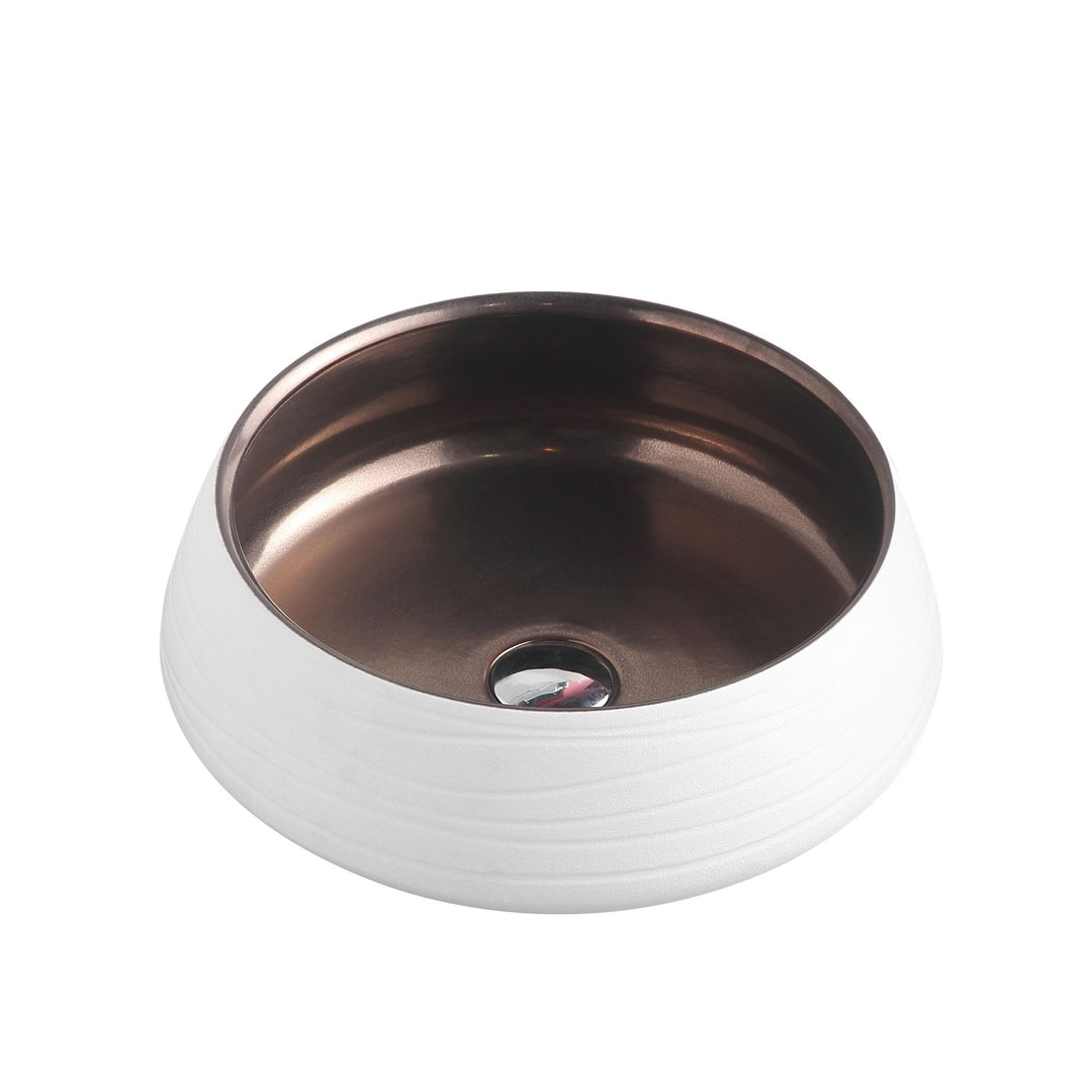 Trier 74 Counter-Top Round Basin - Bronze with Art Matt White - MTO Marbles & Tiles Outlet
