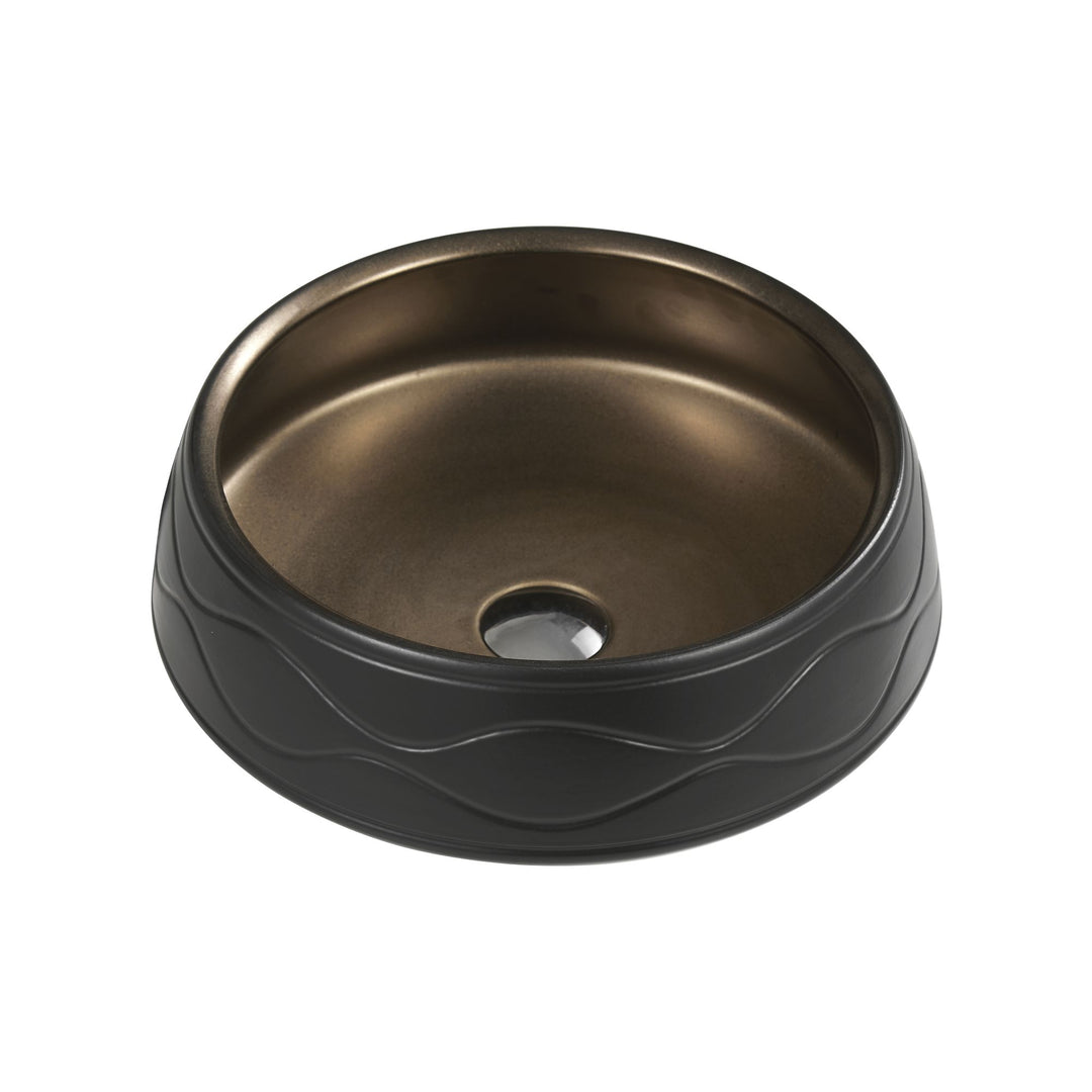Trier 75 Counter-Top Round Basin - Bronze with Art Matt Black - MTO Marbles & Tiles Outlet