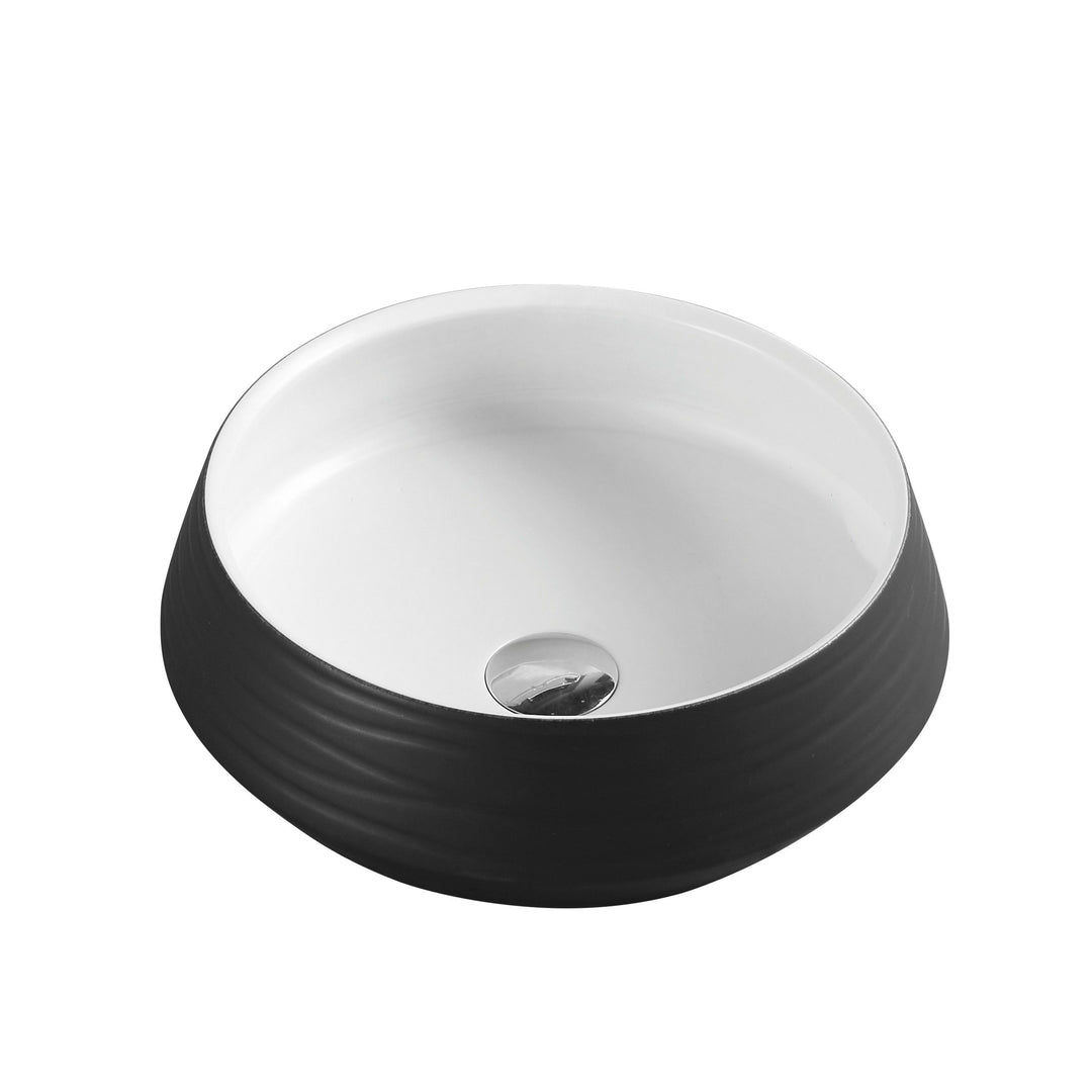 Trier 80 Counter-Top Round Basin - White with Art Matt Black - MTO Marbles & Tiles Outlet