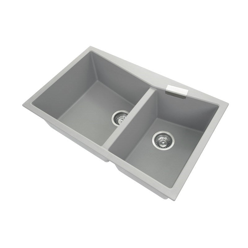 800x500mm Concrete Grey Granite Double Bowl Kitchen Sink - MTO Marbles & Tiles Outlet