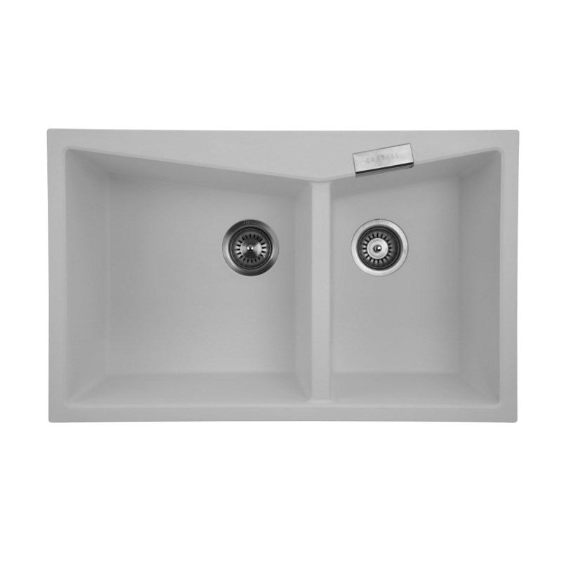 800x500mm White Granite Double Bowl Kitchen Sink - MTO Marbles & Tiles Outlet