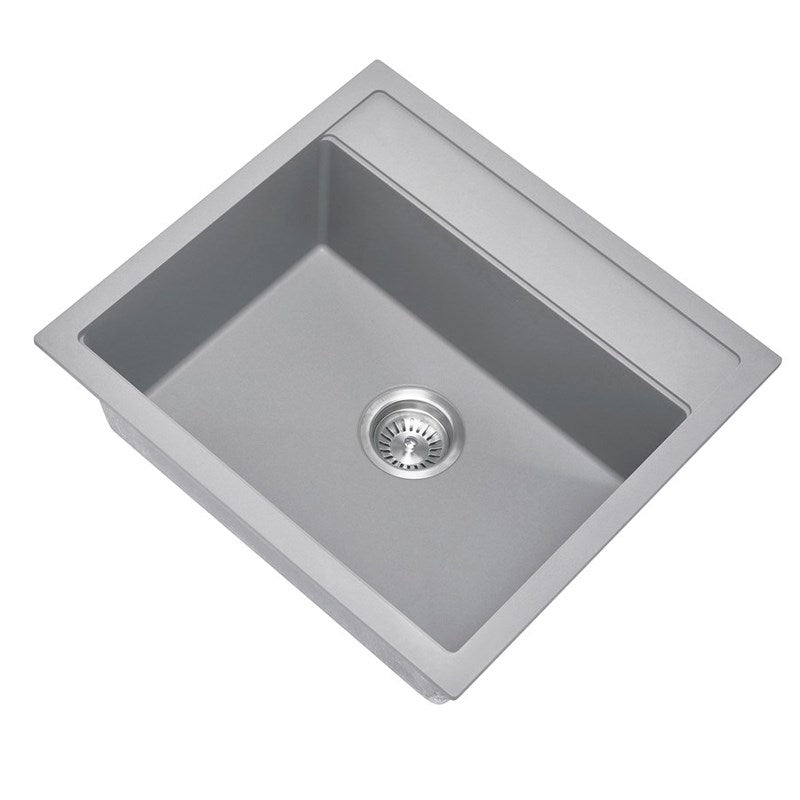 560x510mm Concrete Grey Granite Single Bowl Kitchen Sink - MTO Marbles & Tiles Outlet
