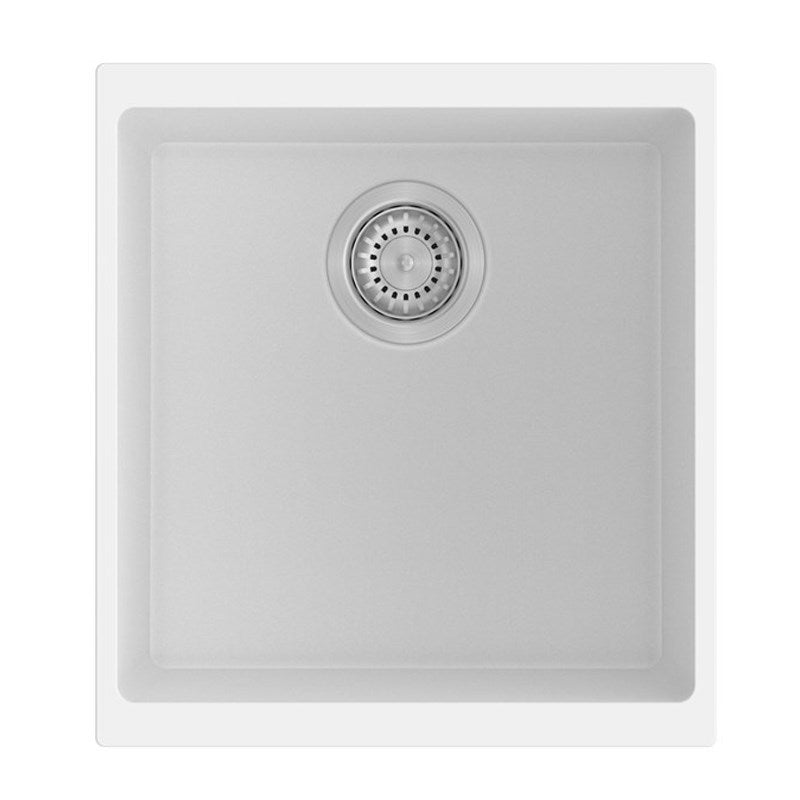 430x460x200mm White Granite Single Bowl Kitchen Sink - MTO Marbles & Tiles Outlet