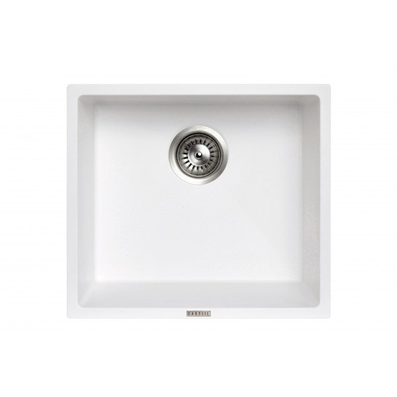 457x406mm White Granite Single Bowl Kitchen Sink - MTO Marbles & Tiles Outlet