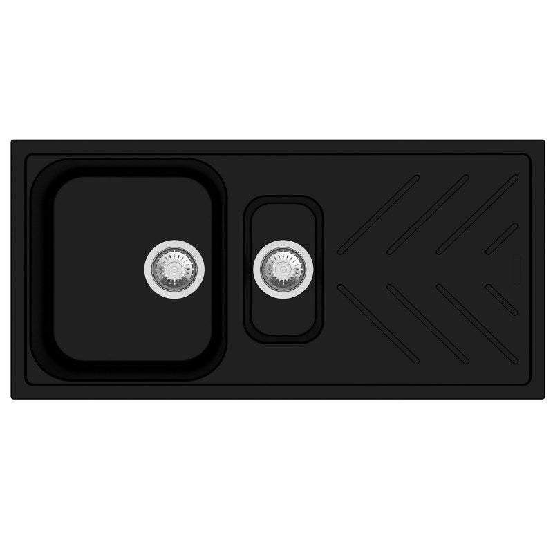 1000X500mm Black Granite 1 & 1/4 Bowl Kitchen Sink - MTO Marbles & Tiles Outlet