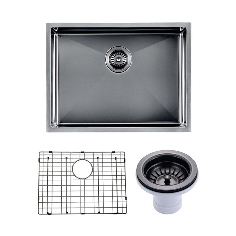 600x450x230mm Gunmetal Stainless Steel PVD Single Bowl Kitchen Sink - MTO Marbles & Tiles Outlet