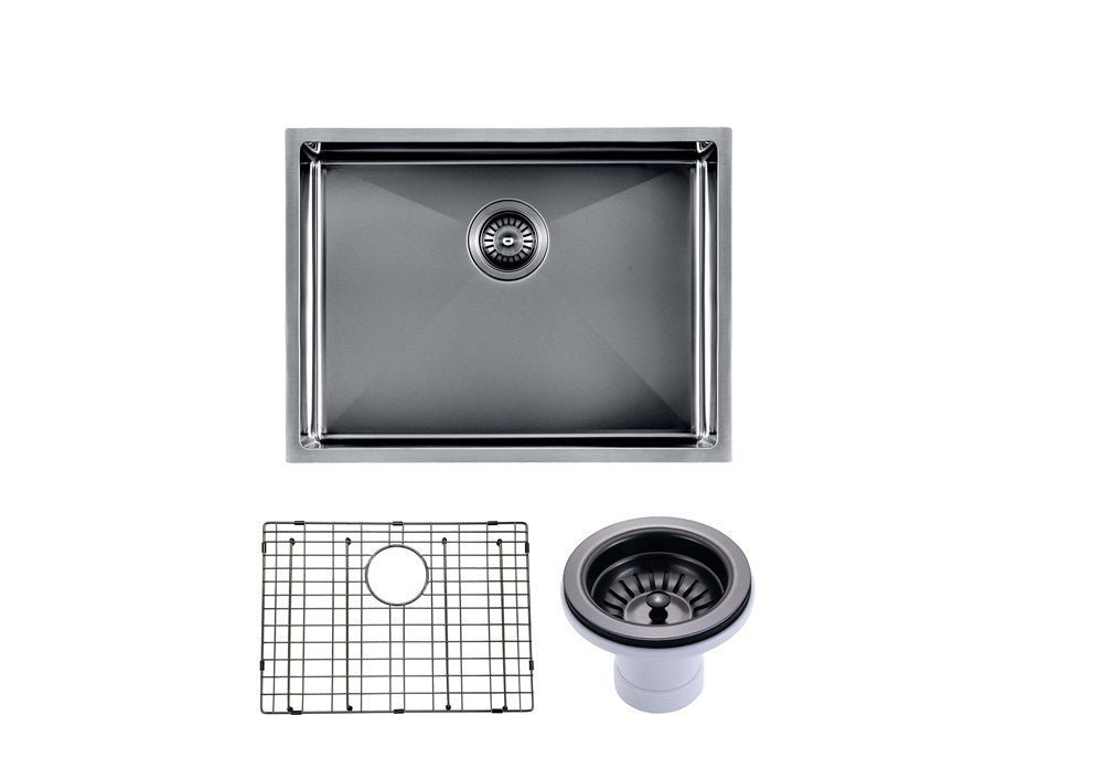 600x450x230mm Gunmetal Stainless Steel PVD Single Bowl Kitchen Sink - MTO Marbles & Tiles Outlet
