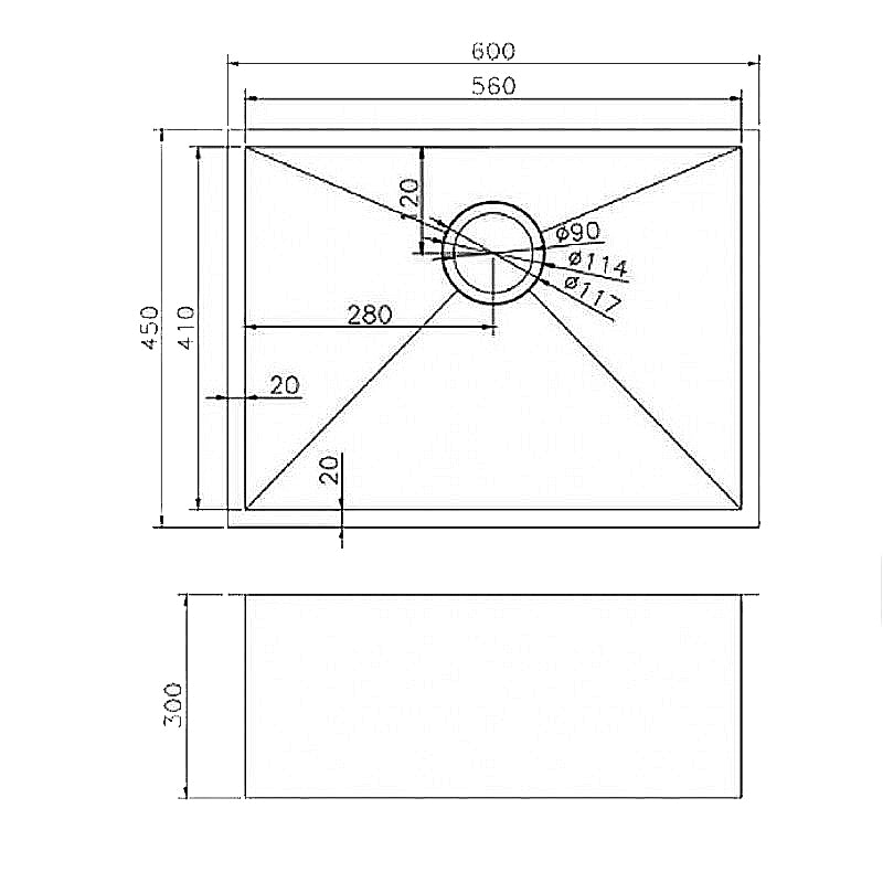 600x450x300mm Chrome Stainless Steel Single Bowl Kitchen Sink - MTO Marbles & Tiles Outlet