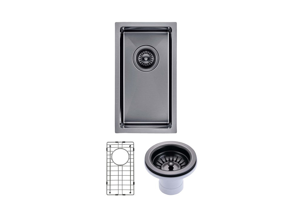 250x450x215mm Gunmetal Stainless Steel PVD Single Bowl Kitchen Sink - MTO Marbles & Tiles Outlet