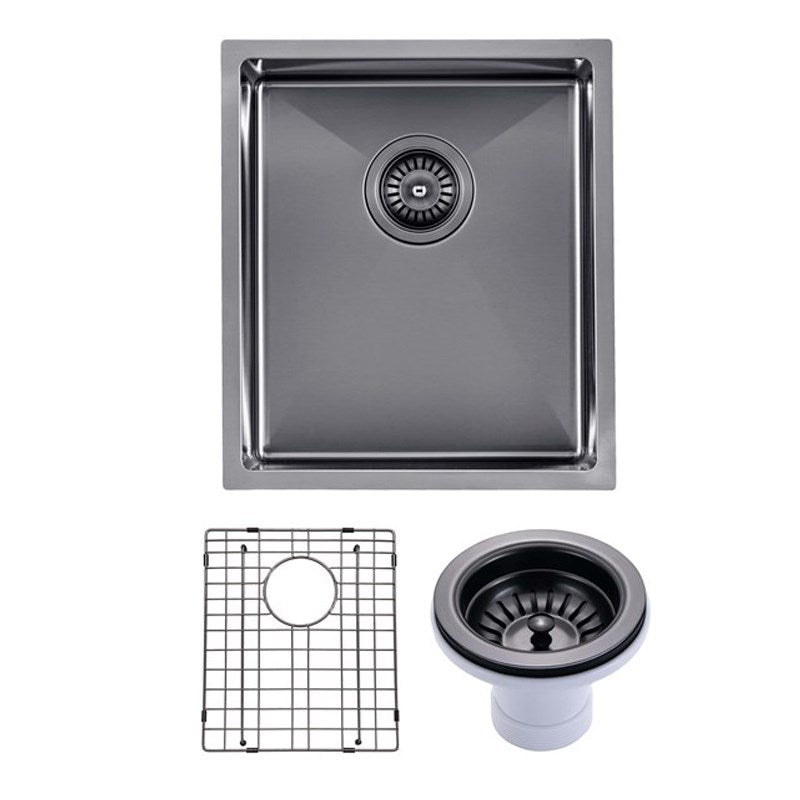 390x450x215mm Gunmetal Stainless Steel PVD Single Bowl Kitchen Sink - MTO Marbles & Tiles Outlet