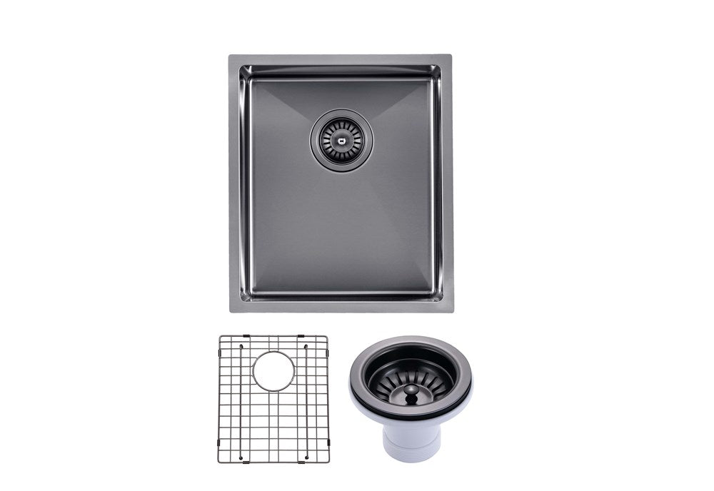 390x450x215mm Gunmetal Stainless Steel PVD Single Bowl Kitchen Sink - MTO Marbles & Tiles Outlet