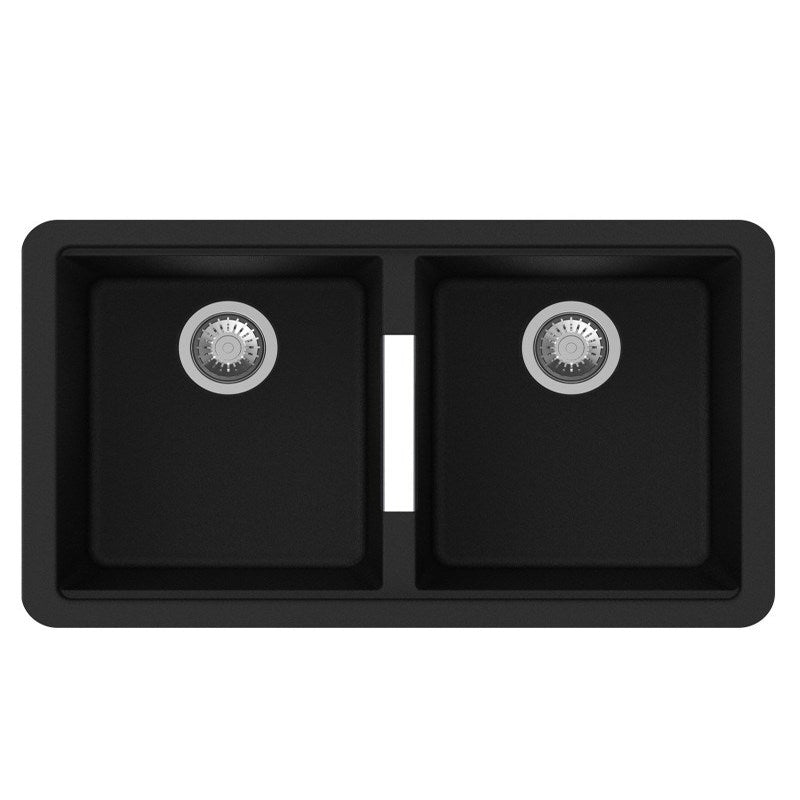 824x481x241mm Black Granite Double Bowl Kitchen Sink - MTO Marbles & Tiles Outlet