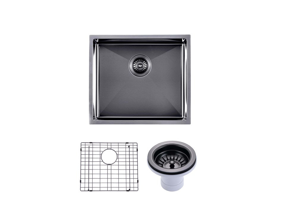 510x450x230mm Gunmetal Stainless Steel PVD Single Bowl Kitchen Sink - MTO Marbles & Tiles Outlet