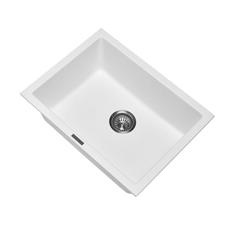 610x457mm White Granite Single Bowl Kitchen Sink - MTO Marbles & Tiles Outlet