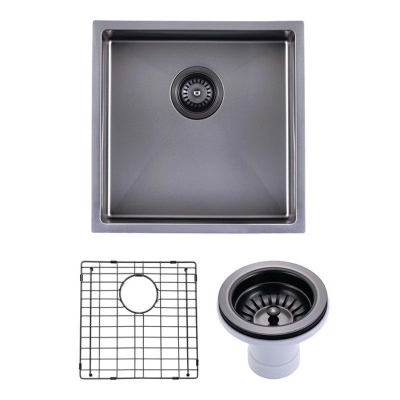 440x440x205mm Gunmetal Stainless Steel PVD Single Bowl Kitchen Sink - MTO Marbles & Tiles Outlet