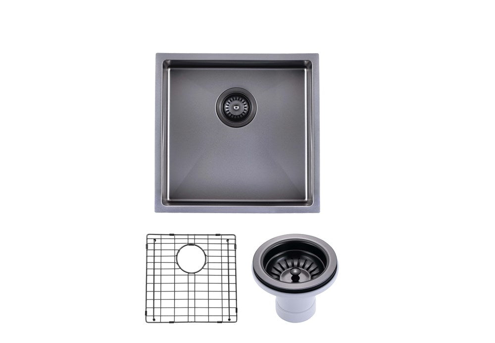 440x440x205mm Gunmetal Stainless Steel PVD Single Bowl Kitchen Sink - MTO Marbles & Tiles Outlet
