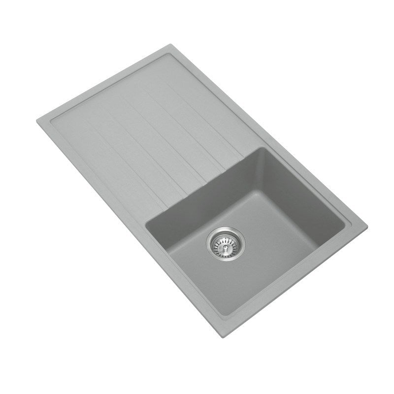 860x500mm Concrete Grey Granite Single Bowl Kitchen Sink - MTO Marbles & Tiles Outlet