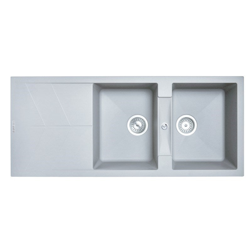 1150x500mm Concrete Grey Granite Double Bowl Kitchen Sink - MTO Marbles & Tiles Outlet