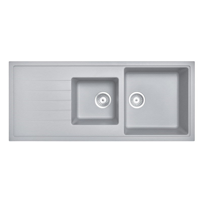 1160x500mm Concrete Grey Granite 1 & 1/2 Bowl Kitchen Sink - MTO Marbles & Tiles Outlet