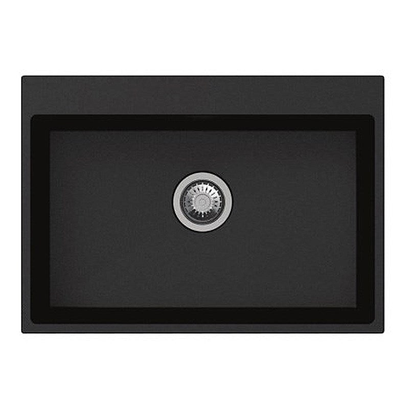 680x500x220mm Black Granite Single Bowl Kitchen Sink - MTO Marbles & Tiles Outlet