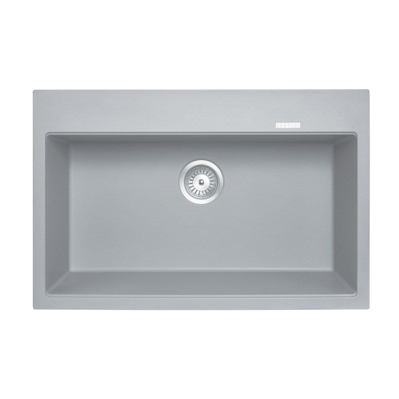 780x510x220mm Concrete Grey Granite Single Bowl Kitchen Sink - MTO Marbles & Tiles Outlet