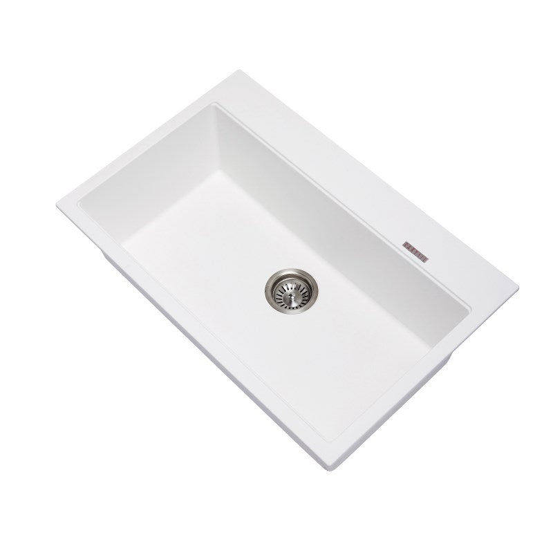 780x510x220mm White Granite Single Bowl Kitchen Sink - MTO Marbles & Tiles Outlet