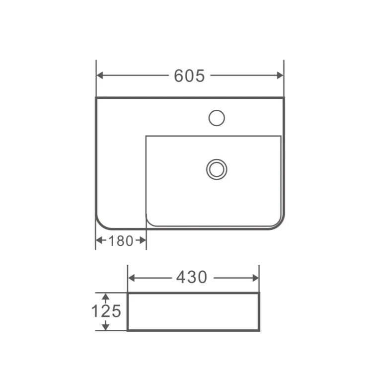 Vento 60ML Wall-Hung Rectangular Basin - MTO Marbles & Tiles Outlet