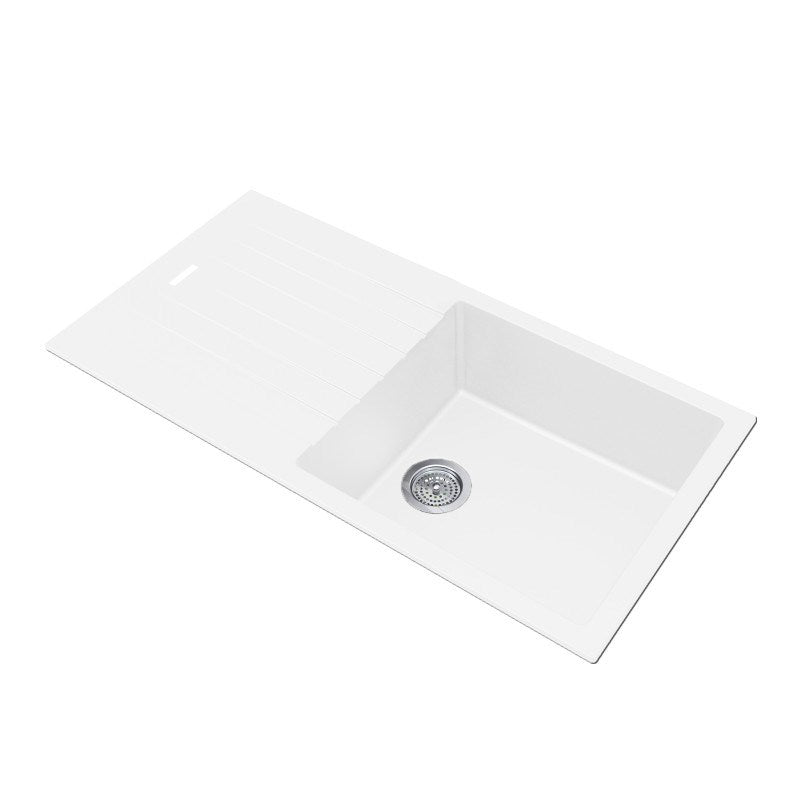 1000x500x200mm White Arete Single Bowl Kitchen Sink - MTO Marbles & Tiles Outlet