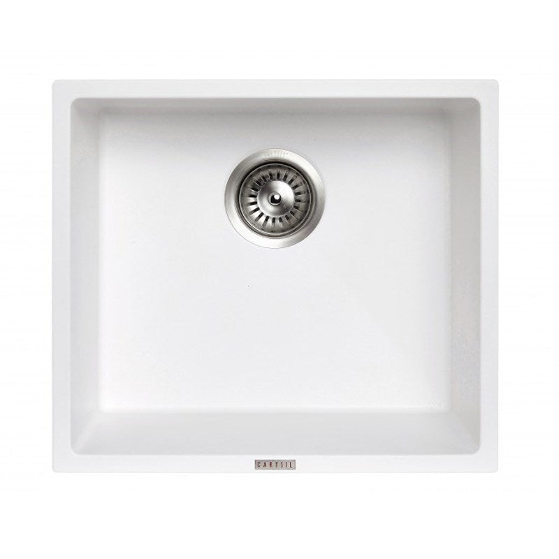 457x406mm White Granite Single Bowl Kitchen Sink - MTO Marbles & Tiles Outlet