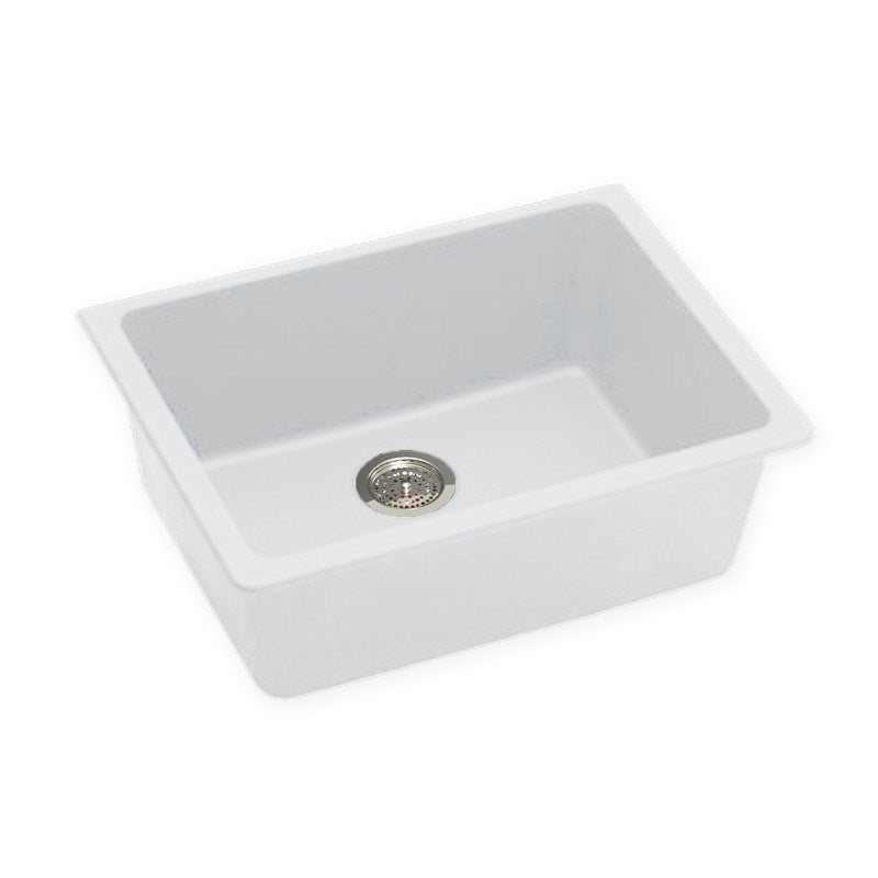 635x469x241mm White Granite Single Bowl Kitchen Sink - MTO Marbles & Tiles Outlet