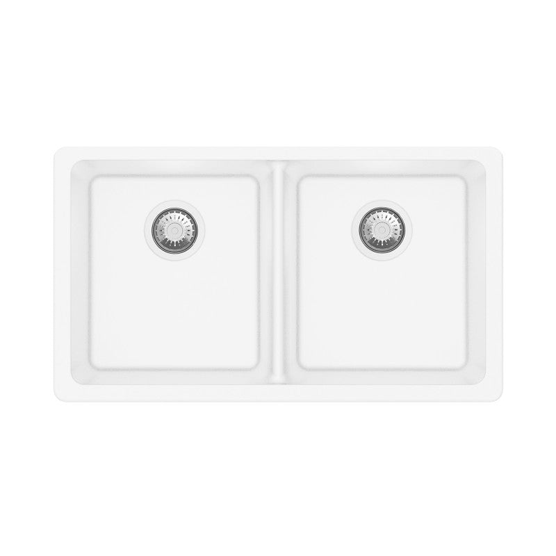 838x476x241mm White Granite Double Bowl Kitchen Sink - MTO Marbles & Tiles Outlet