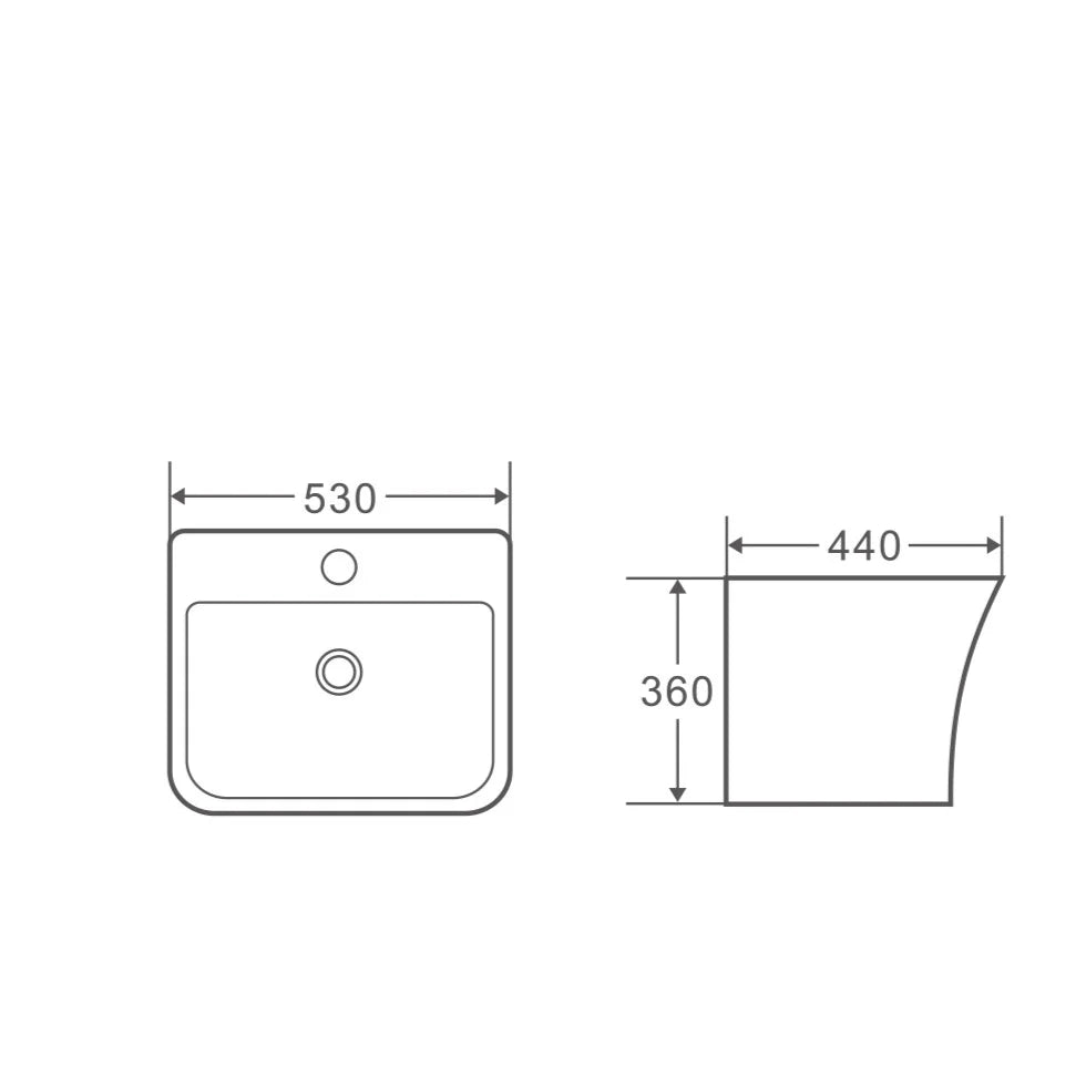 Zento 53S Semi-Pedestal Wall-Hung Basin - MTO Marbles & Tiles Outlet
