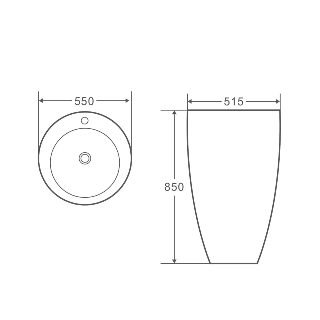 Zento 55 Freestanding Oval Pedestal Basin - MTO Marbles & Tiles Outlet