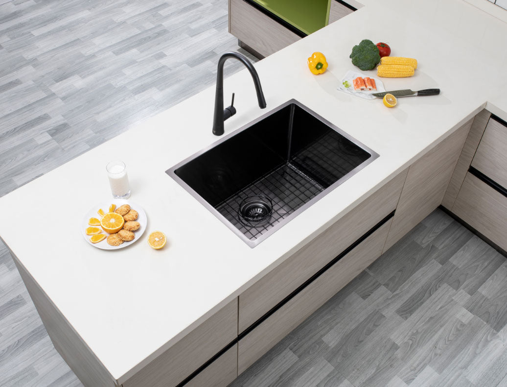 600x450x230mm Gunmetal Stainless Steel PVD Single Bowl Kitchen Sink - MTO Marbles & Tiles Outlet