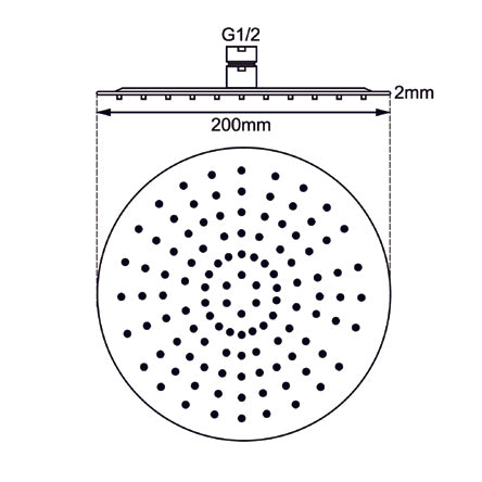 200mm Black Shower Head - MTO Marbles & Tiles Outlet