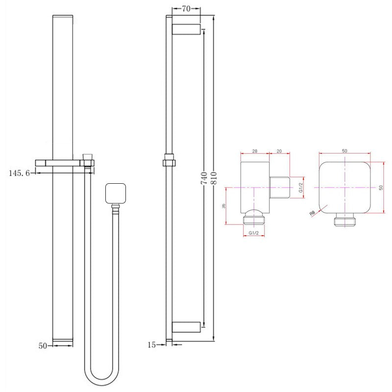 Brushed Brass Shower Rail - MTO Marbles & Tiles Outlet