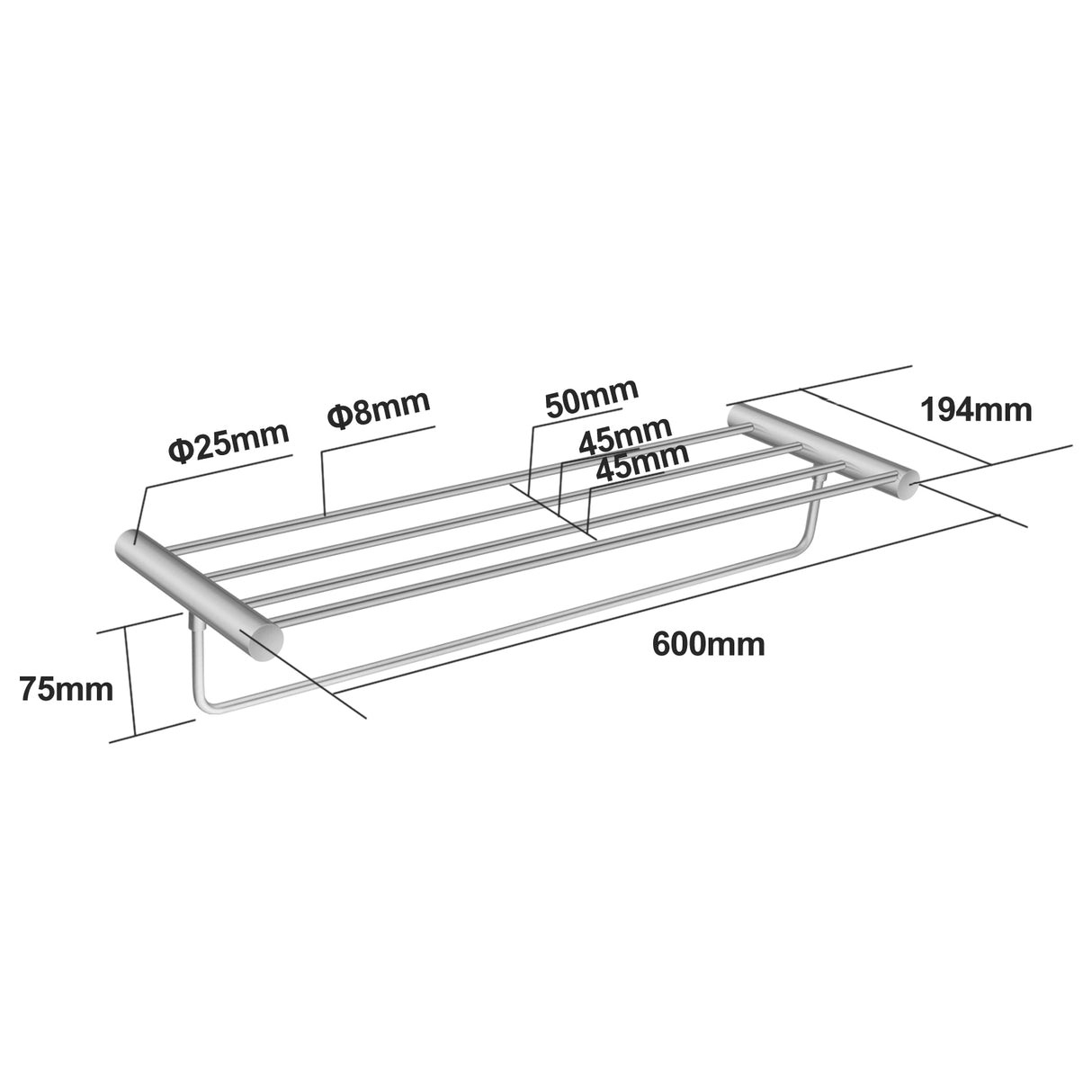 Brushed Nickel Shower Shelf - MTO Marbles & Tiles Outlet