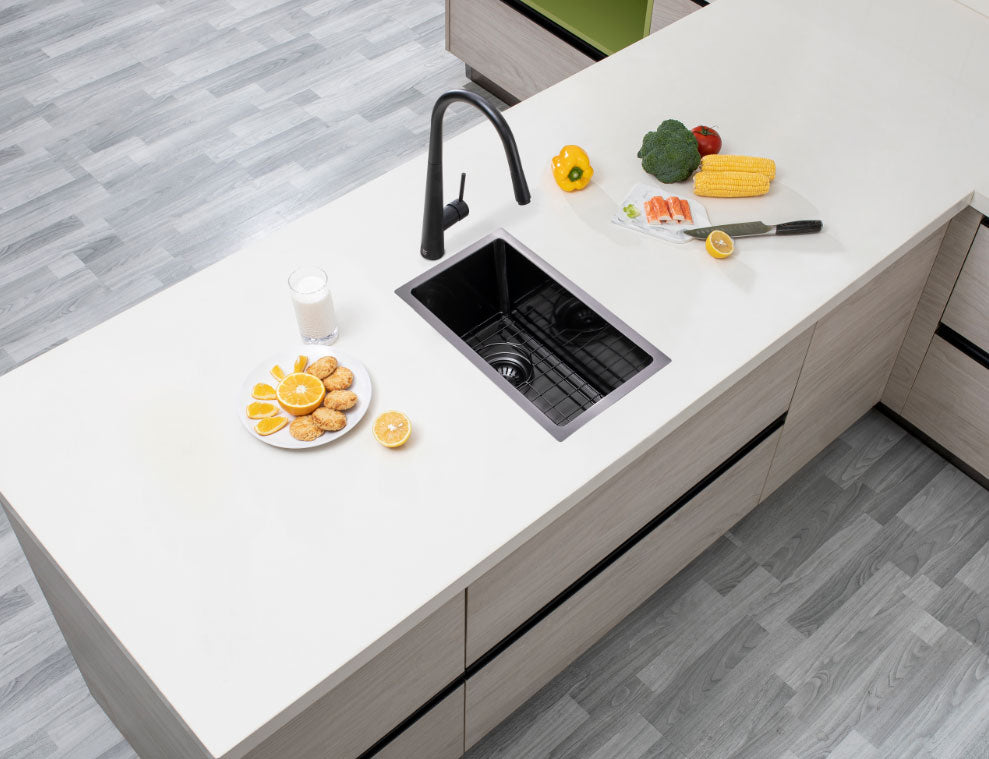 250x450x215mm Gunmetal Stainless Steel PVD Single Bowl Kitchen Sink - MTO Marbles & Tiles Outlet