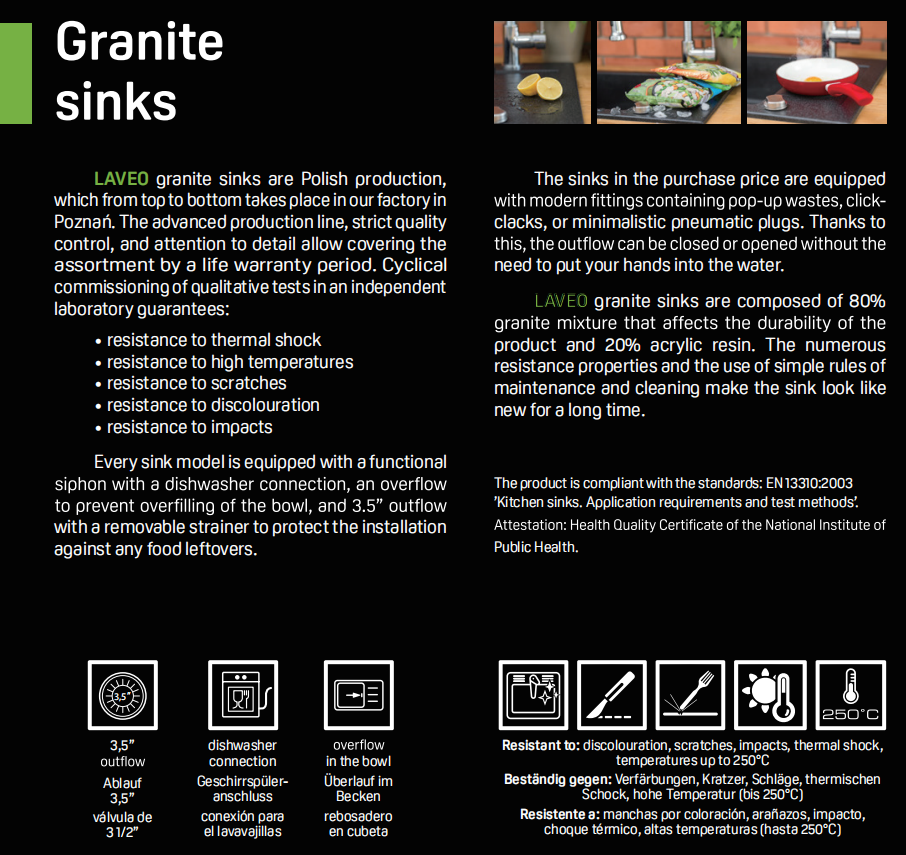 510x205mm Grey Granite Single Bowl Kitchen Sink - MTO Marbles & Tiles Outlet