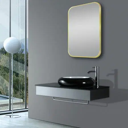 450x750mm Matte Brushed Gold Framed Mirror - MTO Marbles & Tiles Outlet