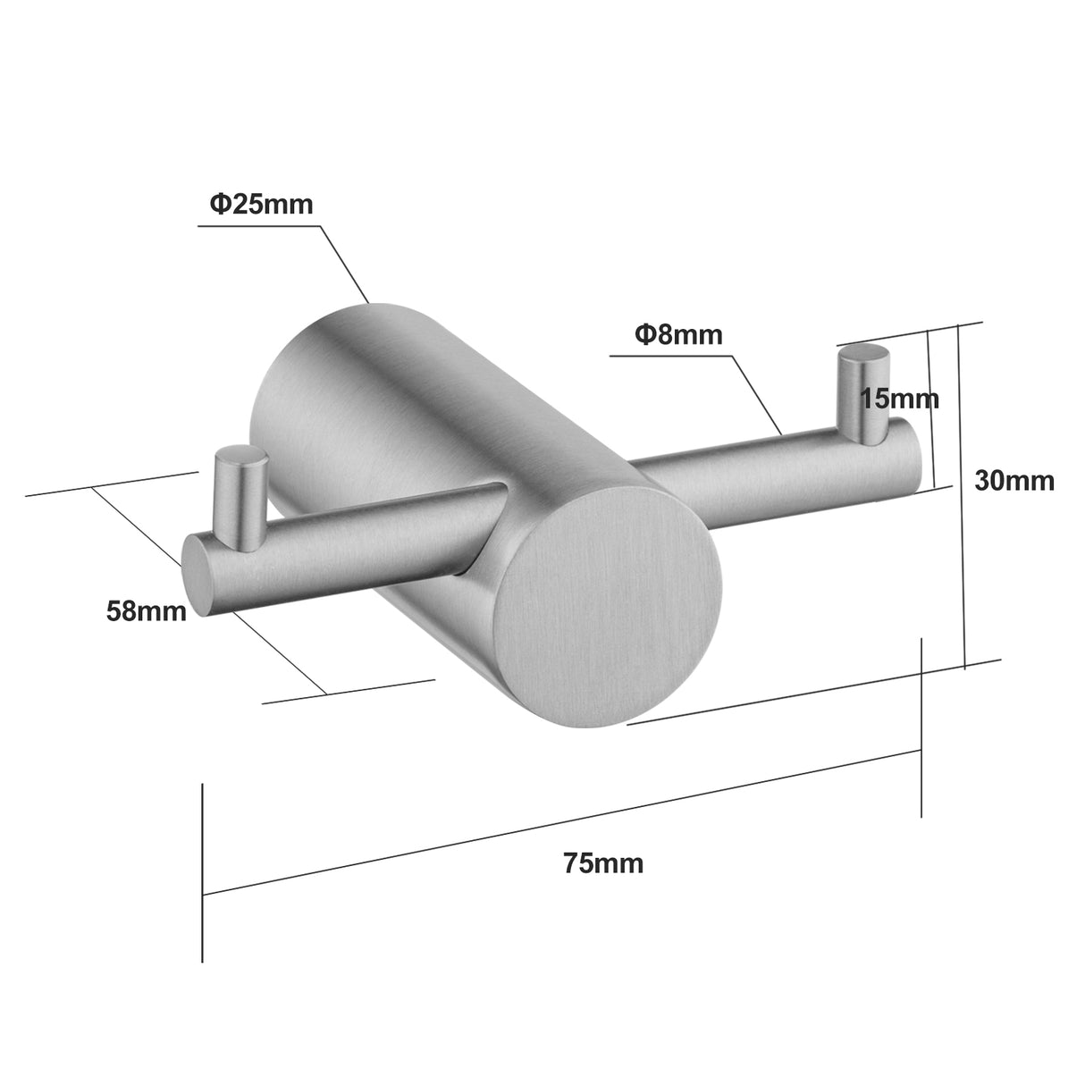 Brushed Nickel Robe Hook - MTO Marbles & Tiles Outlet